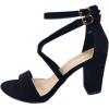 image:imageOver The Toe Cross Strap Block Heel Open Toe Dress SandalBlack