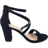 image:imageOver The Toe Cross Strap Block Heel Open Toe Dress SandalBlack