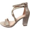 image:imageOver The Toe Cross Strap Block Heel Open Toe Dress SandalChampagne