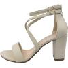image:imageOver The Toe Cross Strap Block Heel Open Toe Dress SandalIvory