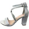 image:imageOver The Toe Cross Strap Block Heel Open Toe Dress SandalSilver