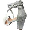 image:imageOver The Toe Cross Strap Block Heel Open Toe Dress SandalSilver