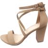 image:imageOver The Toe Cross Strap Block Heel Open Toe Dress SandalTan