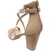 image:imageOver The Toe Cross Strap Block Heel Open Toe Dress SandalTan