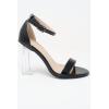 image:imageOver the Toe Strap Ankle Wrap Strap Heel Open Toe Medium Heel BLACK CLEAR 85