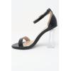 image:imageOver the Toe Strap Ankle Wrap Strap Heel Open Toe Medium Heel BLACK CLEAR 9