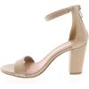 image:imageTOP MODA Hannah1 Ankle Strap Dressy High Heel Sandal Nonslip Sole For Wedding Party Prom Evening Wear or Any Occasion Sleek Style Block Heel SandalsBeige Pu