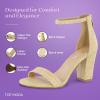 image:imageTOP MODA Hannah1 Ankle Strap Dressy High Heel Sandal Nonslip Sole For Wedding Party Prom Evening Wear or Any Occasion Sleek Style Block Heel SandalsBeige Raffia