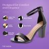 image:imageTOP MODA Hannah1 Ankle Strap Dressy High Heel Sandal Nonslip Sole For Wedding Party Prom Evening Wear or Any Occasion Sleek Style Block Heel SandalsBlack Patent