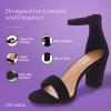 image:imageTOP MODA Hannah1 Ankle Strap Dressy High Heel Sandal Nonslip Sole For Wedding Party Prom Evening Wear or Any Occasion Sleek Style Block Heel SandalsBlack Nubuck