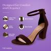 image:imageTOP MODA Hannah1 Ankle Strap Dressy High Heel Sandal Nonslip Sole For Wedding Party Prom Evening Wear or Any Occasion Sleek Style Block Heel SandalsBrown Pu