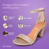 image:imageTOP MODA Hannah1 Ankle Strap Dressy High Heel Sandal Nonslip Sole For Wedding Party Prom Evening Wear or Any Occasion Sleek Style Block Heel SandalsChampagne