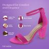 image:imageTOP MODA Hannah1 Ankle Strap Dressy High Heel Sandal Nonslip Sole For Wedding Party Prom Evening Wear or Any Occasion Sleek Style Block Heel SandalsFuchsia Glitter