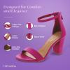 image:imageTOP MODA Hannah1 Ankle Strap Dressy High Heel Sandal Nonslip Sole For Wedding Party Prom Evening Wear or Any Occasion Sleek Style Block Heel SandalsFuchsia Pu