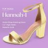 image:imageTOP MODA Hannah1 Ankle Strap Dressy High Heel Sandal Nonslip Sole For Wedding Party Prom Evening Wear or Any Occasion Sleek Style Block Heel SandalsGold Metallic