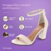 image:imageTOP MODA Hannah1 Ankle Strap Dressy High Heel Sandal Nonslip Sole For Wedding Party Prom Evening Wear or Any Occasion Sleek Style Block Heel SandalsIvory Pu