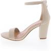 image:imageTOP MODA Hannah1 Ankle Strap Dressy High Heel Sandal Nonslip Sole For Wedding Party Prom Evening Wear or Any Occasion Sleek Style Block Heel SandalsIvory Pu