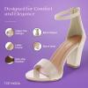 image:imageTOP MODA Hannah1 Ankle Strap Dressy High Heel Sandal Nonslip Sole For Wedding Party Prom Evening Wear or Any Occasion Sleek Style Block Heel SandalsIvory Patent