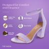 image:imageTOP MODA Hannah1 Ankle Strap Dressy High Heel Sandal Nonslip Sole For Wedding Party Prom Evening Wear or Any Occasion Sleek Style Block Heel SandalsLavender Pu