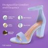 image:imageTOP MODA Hannah1 Ankle Strap Dressy High Heel Sandal Nonslip Sole For Wedding Party Prom Evening Wear or Any Occasion Sleek Style Block Heel SandalsLight Blue Pu