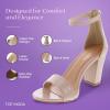 image:imageTOP MODA Hannah1 Ankle Strap Dressy High Heel Sandal Nonslip Sole For Wedding Party Prom Evening Wear or Any Occasion Sleek Style Block Heel SandalsNude Patent