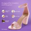 image:imageTOP MODA Hannah1 Ankle Strap Dressy High Heel Sandal Nonslip Sole For Wedding Party Prom Evening Wear or Any Occasion Sleek Style Block Heel SandalsPink Patent
