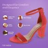 image:imageTOP MODA Hannah1 Ankle Strap Dressy High Heel Sandal Nonslip Sole For Wedding Party Prom Evening Wear or Any Occasion Sleek Style Block Heel SandalsRed Glitter