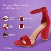 image:imageTOP MODA Hannah1 Ankle Strap Dressy High Heel Sandal Nonslip Sole For Wedding Party Prom Evening Wear or Any Occasion Sleek Style Block Heel SandalsRed Nubuck