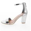 image:imageTOP MODA Hannah1 Ankle Strap Dressy High Heel Sandal Nonslip Sole For Wedding Party Prom Evening Wear or Any Occasion Sleek Style Block Heel SandalsSilver Metallic