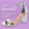 image:imageTOP MODA Hannah1 Ankle Strap Dressy High Heel Sandal Nonslip Sole For Wedding Party Prom Evening Wear or Any Occasion Sleek Style Block Heel SandalsSilver Metallic