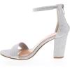 image:imageTOP MODA Hannah1 Ankle Strap Dressy High Heel Sandal Nonslip Sole For Wedding Party Prom Evening Wear or Any Occasion Sleek Style Block Heel SandalsSilver Glitter