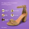 image:imageTOP MODA Hannah1 Ankle Strap Dressy High Heel Sandal Nonslip Sole For Wedding Party Prom Evening Wear or Any Occasion Sleek Style Block Heel SandalsTan Nubuck