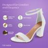 image:imageTOP MODA Hannah1 Ankle Strap Dressy High Heel Sandal Nonslip Sole For Wedding Party Prom Evening Wear or Any Occasion Sleek Style Block Heel SandalsWhite Pu