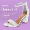 image:imageTOP MODA Hannah1 Ankle Strap Dressy High Heel Sandal Nonslip Sole For Wedding Party Prom Evening Wear or Any Occasion Sleek Style Block Heel SandalsWhite Pu
