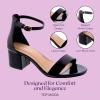 image:imageTOP Moda Darcie1 Ankle Strap Dressy High Heel Sandal Nonslip Sole For Wedding Party Prom Evening Wear or Any Occasion Sleek Style Block Heel SandalsBlack Patent