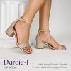 image:imageTOP Moda Darcie1 Ankle Strap Dressy High Heel Sandal Nonslip Sole For Wedding Party Prom Evening Wear or Any Occasion Sleek Style Block Heel SandalsChampagne Glitter