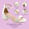 image:imageTOP Moda Darcie1 Ankle Strap Dressy High Heel Sandal Nonslip Sole For Wedding Party Prom Evening Wear or Any Occasion Sleek Style Block Heel SandalsIvory Pu
