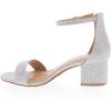 image:imageTOP Moda Darcie1 Ankle Strap Dressy High Heel Sandal Nonslip Sole For Wedding Party Prom Evening Wear or Any Occasion Sleek Style Block Heel SandalsSilver Glitter