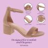 image:imageTOP Moda Darcie1 Ankle Strap Dressy High Heel Sandal Nonslip Sole For Wedding Party Prom Evening Wear or Any Occasion Sleek Style Block Heel SandalsTaupe Nubuck