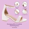 image:imageTOP Moda Darcie1 Ankle Strap Dressy High Heel Sandal Nonslip Sole For Wedding Party Prom Evening Wear or Any Occasion Sleek Style Block Heel SandalsWhite Pu