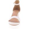 image:imageTOP Moda Darcie1 Ankle Strap Dressy High Heel Sandal Nonslip Sole For Wedding Party Prom Evening Wear or Any Occasion Sleek Style Block Heel SandalsWhite Pu