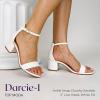 image:imageTOP Moda Darcie1 Ankle Strap Dressy High Heel Sandal Nonslip Sole For Wedding Party Prom Evening Wear or Any Occasion Sleek Style Block Heel SandalsWhite Pu