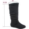 image:imageTOP Moda Data1 Womens Shoes Cute amp Comfort Round Toe Flat Heel Slouchy Mid Calf BootBlack