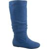 image:imageTOP Moda Data1 Womens Shoes Cute amp Comfort Round Toe Flat Heel Slouchy Mid Calf BootDenim Blue