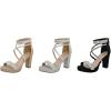 image:imageTOP Moda DressyFormal Sandals High Heel Ankle Strap Open Toe SandalsBlack Rhinestone