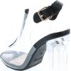 image:imageTOP Moda Fenton 1 Womens Clear Chunky Heel Peep Toe Lucite SandalsBlack