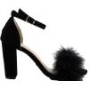 image:imageTOP Moda K 30 Womens Feather Fur Chunky Heel Sandals Nubuck Black 65