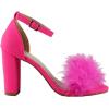 image:imageTOP Moda K 30 Womens Feather Fur Chunky Heel Sandals Nubuck Hot Pink 10