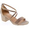 image:imageTOP Moda Over The Toe Strap Ankle Wrap Strap 2 Block Heel Open Toe Dress SandalRose Gold Glitter
