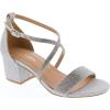 image:imageTOP Moda Over The Toe Strap Ankle Wrap Strap 2 Block Heel Open Toe Dress SandalSilver Glitter